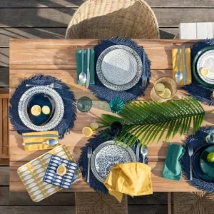 Maisons Du Monde Assiette à Dessert En Grès Imprimé Traits Bleus – Lot De 4 12