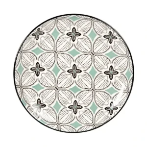 Maisons Du Monde Assiette à Dessert En Grès Motifs Graphiques Bleu Gris, Verts Et Blancs – Lot De 6 7