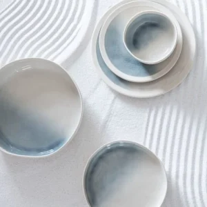 Maisons Du Monde Assiette Creuse En Grès Blanc Et Bleu 9