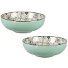 Maisons Du Monde Assiette Creuse En Grès Motifs Graphiques Bleu Gris, Verts Et Blancs – Lot De 2 7