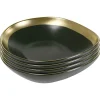 Kare Design Assiette Creuse En Grès Vert Foncé Et Doré D19 – Lot De 4 16