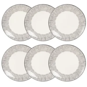 Maisons Du Monde Assiette Plate En Grès Blanc Motifs à Rayures – Lot De 6 15