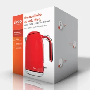 LIVOO Bouilloire Rétro En Acier Inoxydable Rouge 12