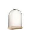 J-line Cloche Ovale Bois Verre Transparent Naturel Taille S L33cm 5