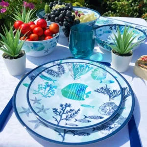 Les Jardins De La Comtesse Grande Assiette Plate Mélamine En Imprimé Marin 26,5 Cm 6