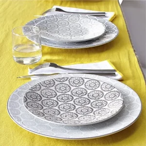 Table Passion Lot De 6 Assiettes Plate Chloé 27 Cm Anthracite En Grès Gris 9