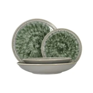 Novastyl Lot De 6 Assiettes Plates En Porcelaine émaillée Verte D27cm 10