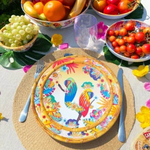 Les Jardins De La Comtesse Petite Assiette En Mélamine Motif Perroquet Sur Dégradé Orange Ø 23 Cm 6