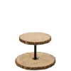 LANADECO Plateau 2 Niveaux Rond Bois De Paulownia Naturel H29,5cm 22