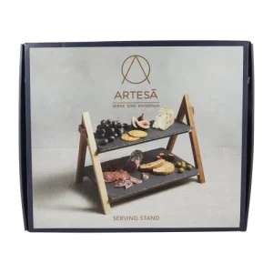 Artesa Support De Service 2 Niveaux Bois Et Ardoise Noir & Marron 12