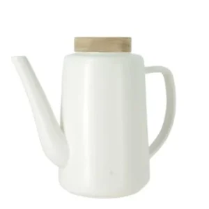 OGO Living Théière Avec Couvercle En Porcelaine Et Acacia 1,2L 16